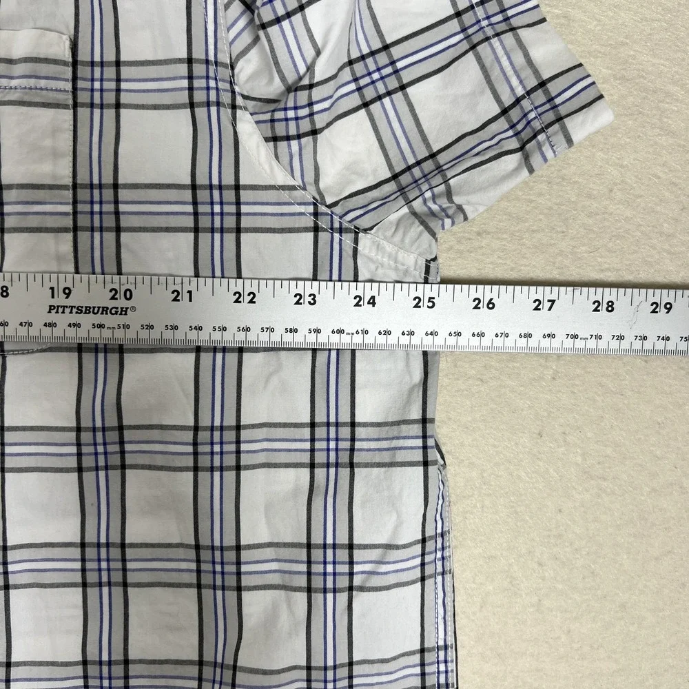 The North Face Shirt Mens 2XL White Blue Plaid Short Sleeve Button‎ Front